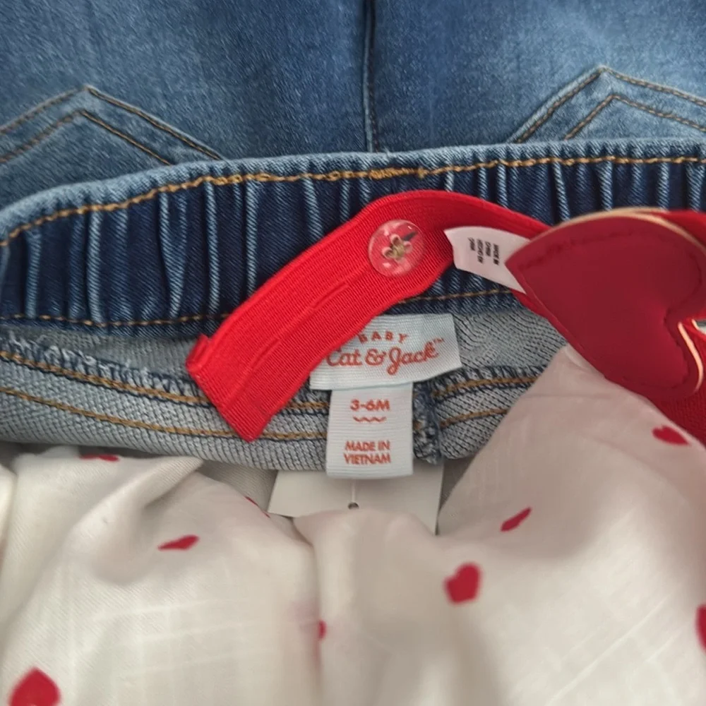 219 Just One You by Carter’s Heart Bodysuit Overall‎ Denim & Bow Tie Size 3-6 mo